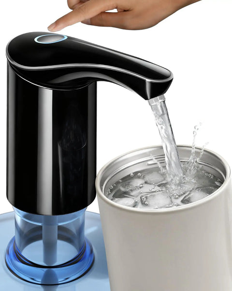 Redsack Rechargeable Water Dispenser Pump for 5 Gallon Bottle, pouring water into cup, black electric USB-C pump
