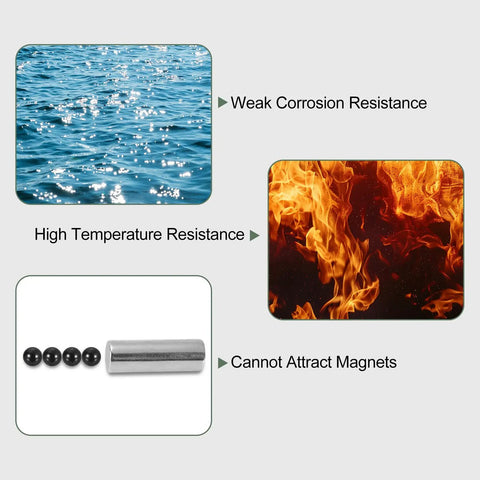 Image showing properties of 12 Pcs 5mm Silicon Nitride Ceramic Bearing Balls G10 Precision Grade including high temp resistance.
