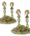 Beefy Heavy Duty 5/16 Inch 16 Feet Transport Chain 2 Pack Grade 70 Tow Chain with Clevis Grab Hooks shown in coiled view