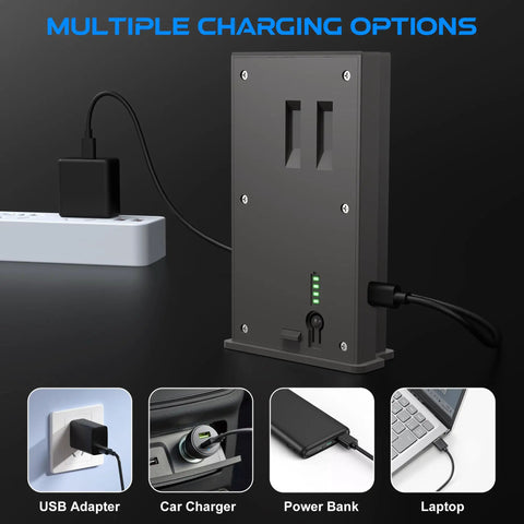 Heavy Duty 2 Pack 6000mAh Rechargeable Lithium Battery Compatible With Reveal Cellular Trail Camera with USB-C charging options.