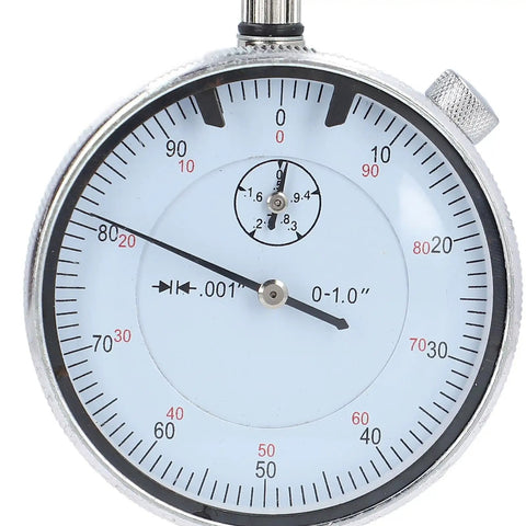 Close-up view of Pro Grade Dial Indicator With Magnetic Base For Shop Use Handy For Woodworking Lathe Table Saw And Workshop Tasks 0 to 1 Inch Range