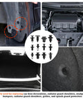 Collage showing uses of Universal Car Retainer Clips And Fasteners Kit With 32 Common Sizes, 1240Pcs