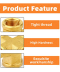 Five Pack Brass Cross 4 Way Pipe Fitting One Eighth Inch NPT Female Thread Connector features and workmanship detail