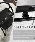 2 Step Folding Step Stool With Wide Anti Slip Pedal And Comfort Handgrip Lightweight Steel Ladder Portable showing safety lock