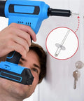 Person using a tool with Heavy Duty Aluminum Blind Rivets Set 60 Pc 25mm Large Flange Pop Rivets for Metal Projects