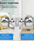 Crystal Door Knobs With Lock And Keys, 6 Pack Keyed Alike Glass Door Knob Set In Satin Nickel, privacy interior view on door