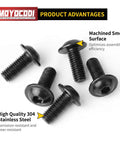Top Shelf M5 X 18Mm Flanged Button Head Hex Socket Cap Screw Pack, 25 Count 304 Stainless Steel Black Oxide Finish With Hex Key For Daily Grind And Home Fixes, showing machined smooth surface.