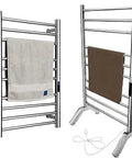 Electric Heated Towel Warmer Rack With Built In Timer 10 Bars 304 Stainless Steel Freestanding Or Wall Mounted