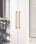Hella Sleek And Top Shelf 10 Pack 15 Inch Cabinet Pulls For Kitchen Cabinets And Dresser Drawers Stainless Steel Gold Square Handles on white cabinetry.