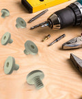 Premium 20 Pack Replacement Bolts Compatible With Suncast Storage Sheds on a wooden surface with tools.