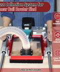 Heavy Duty Linear Rail Router Sled Slide Connector With Upsized Dust Shroud Two And A Half Inch Port Hookup for slab flattening, shown in use.