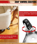 Heavy Duty Steel Tri Dollies 4 Pack With Smooth Swivel Casters Supports Up To 800 Lbs demonstrated moving a sofa effortlessly.