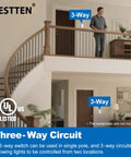 30 Pack Three Way Decorator Light Switches, 15 Amp 120V 277V, in a modern home setting, single pole or three way, UL Listed