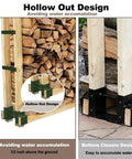 Outdoor Firewood Rack Bracket Kit With Four Support Bars For Wood Pile Storage Heavy Duty DIY Fireplace Log Stacking Stand Holder For 2x4 Lumber Green 1 Pair Weather Resistant Steel with hollow out design