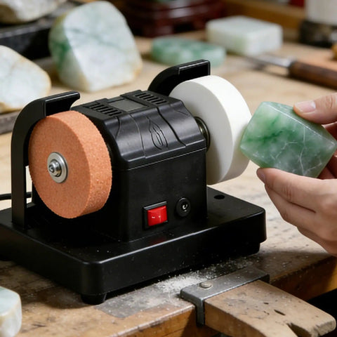 Badass Bench Grinder And Electric Polisher With Lightning Quick Start Motor And Dual Sharpening Discs for polishing jade with dual wheels.