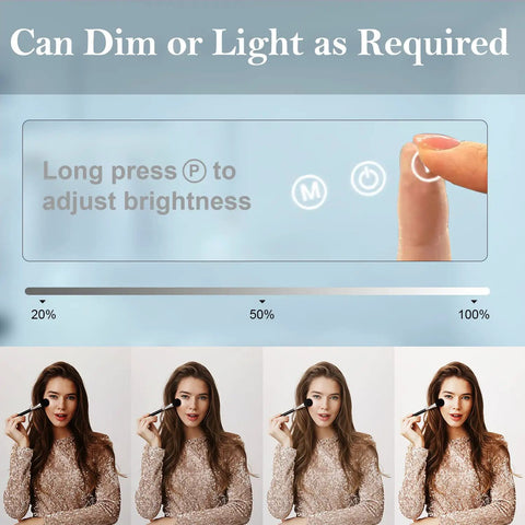 Vanity Tri Fold Makeup Mirror With 3 Lighting Modes Dimmable Smart Touch Control interface demonstration and user view