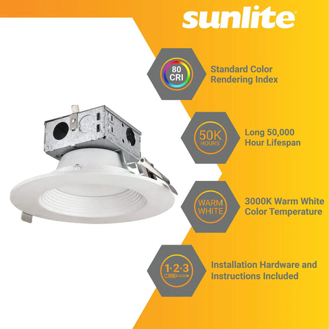6-Inch Round LED Recessed Lighting Kit For Home, 15 Watts 100W Equivalent, 1020 Lumens, Dimmable, ETL Listed, 40K Cool White, Built-In Junction Box, Easy Install, 6 Pack