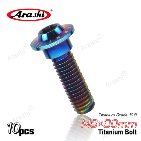 Top-Shelf M8x30mm Titanium Brake Disc Bolts With Blue Anodized Mirror Finish And Heavy-Duty Torx Drive Heads, Badasses Offer Serious Strength And Corrosion Resistance To Keep Your Rides Lock-Tight On Track Or Street. Pack Of 10.