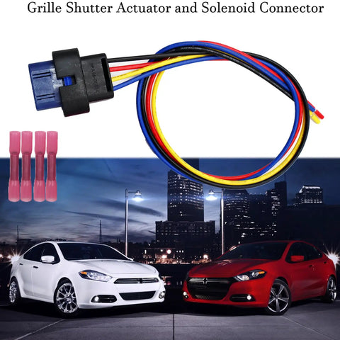 Straight Shooter Heavy Duty Grille Shutter Actuator Solenoid Connector Wiring Pigtail Harness for Chrysler 200, with colorful wires.
