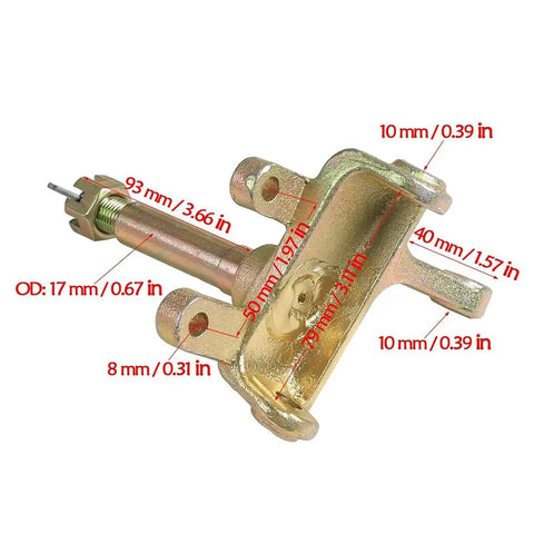 3 Stud Front Wheel Hub Steering Knuckle Spindle Kit For Go Kart ATV Quad 110cc 125cc With Gold Or Black Finish Center Hole About 17mm Ships Randomly For Easy DIY Install shown with measurements and gold finish