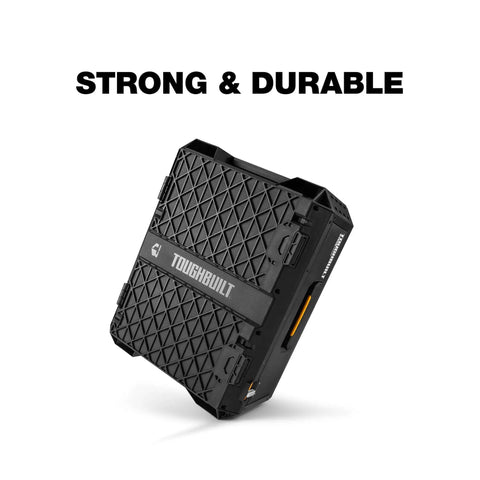 StackTech 1 Drawer Tool Box With Auto Latching Drawers, 50 lb capacity, shown closed with strong black exterior design.