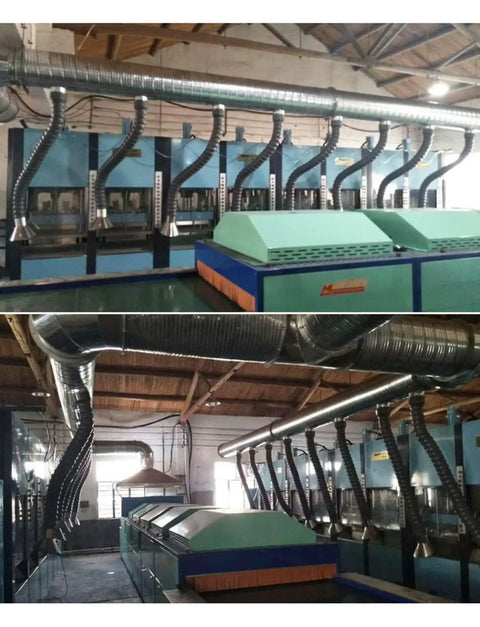 Industrial setup with 360 Degree Adjustable Fume Extractor For Welding And Soldering Flexible Smoke Extraction Arm system