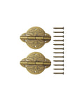 Antique Brass Mini Hinges Pair Of Two With Matching Screws For Cabinets Drawers And Jewelry Boxes vintage embossed finish.
