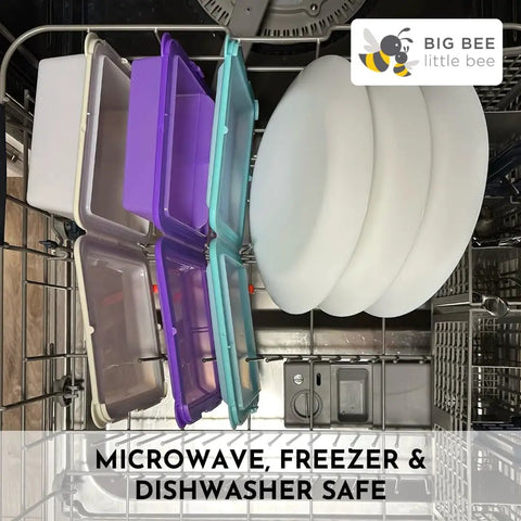 SoftShell Reusable Silicone Food Storage Container With Connected Clamshell Lid Snap Closure Keeps Lids Attached in dishwasher