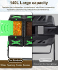 140L Dual Chamber Compost Tumbler For Outdoor Gardens And Yards No Fuss Easy Setup Rotating Bin With Fast Decomposition