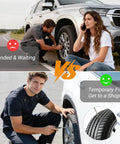Premium Spiral Screw Tire Repair Kit With 61 Heavy Duty Rubber Plugs used by a mechanic for quick tire fixes on roadside.