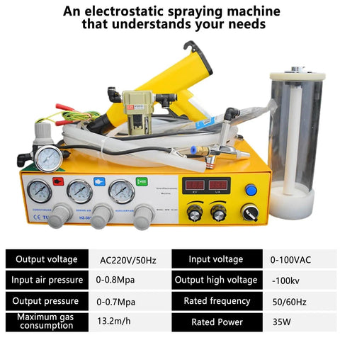 Dual Digital Display Electrostatic Powder Sprayer 35 Watt Portable Paint Spray Kit with control panel and spraying gun.
