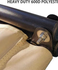Close-up of a 600D polyester heavy duty patio swing seat cover replacement for 3 seater, waterproof and UV resistant.