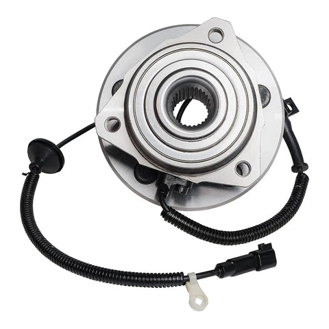 Heavy Duty Dual Front Wheel Bearing Hubs For Jeep Liberty 2002 To 2007 5 Lug 4WD ABS with attached sensor wire.