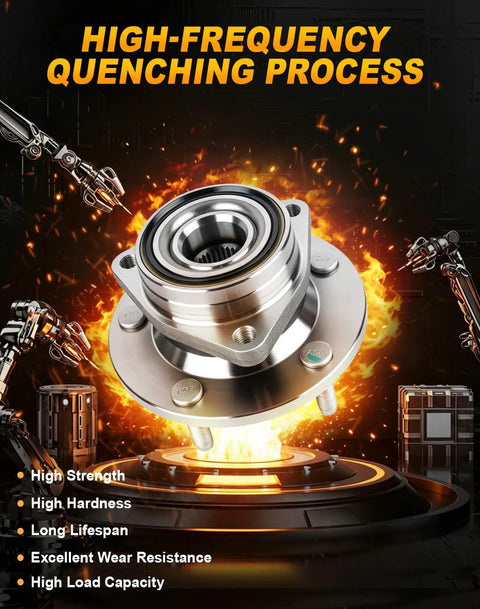 Smooth Rollin Heavy Duty Front Wheel Hub And Bearing Assembly For Dodge Ram 1500 4WD showing shiny steel construction and mounting flange.