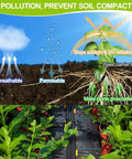 Heavy Duty Woven Weed Barrier Landscape Fabric 4ft by 50ft Black Geotextile Underlayment permeable and breathable with plant roots.