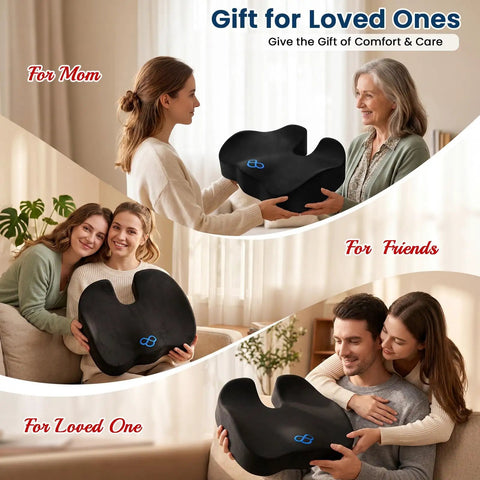 Kick Sciatica To The Curb With This Ergonomic Memory Foam Seat Cushion For Office Chair And Car Seat, shown as a thoughtful gift.