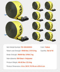 Beefy Heavy Duty Tie Down Straps 4 In By 30 Ft With Flat Hooks 18,000 Lbs Break Strength WLL 6,000 Lbs 10 Pack Cargo Straps