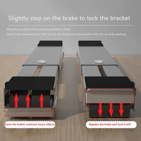 Gotta Move Fridge Or Washer Or Dryer Try This Heavy Duty Adjustable Appliance Roller Rig showing locking brake mechanism and rollers.