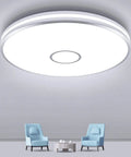 Lit 15 Inch LED Flush Mount Ceiling Light Fixture With 3800 Lumens And 5000K Daylight White Waterproof Round Modern Lamp in room