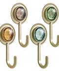 Pack Of 4 Self Adhesive Wall Hooks Featuring A Vintage Diamond Design with assorted colors for easy organization