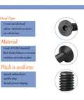 M4 Flat Head Hex Socket Cap Screws 10mm Long, 0.7mm Pitch, 6mm Head, 2.5mm Hex, Black Oxide Finish, 10.9 Grade Alloy Steel features
