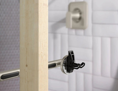 Close-up of a 24 Inch Stainless Steel Bathroom Grab Bar In Brushed Nickel, Heavy Duty Safety Bar With Comfort Grip Pad, wall mount detail