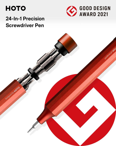 Slick 24-In-1 Mini Screwdriver Set with Eyeglass Repair Kit and Precision Bits for Tiny Screws in sleek cinnabar red finish.