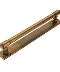 Straight Up Solid Zinc Alloy Cabinet Pulls With Vintage Backplate Antique Brass Drawer Handles, 9-inch pull, heavy-duty kitchen hardware.