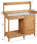 Outdoor Garden Potting Bench With Wood Tabletop And Open Shelf Cabinet Drawer Dope Fir Wood Workstation