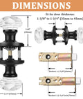 5 Pack Crystal Glass Passage Door Knobs Set With Flat Black Zinc Alloy Rosettes Nonlocking Interior Door Handles showcasing dimensions
