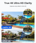 True 4K Ultra HD clarity comparison of poolside view with LongPlus 4K and other 4K camera differences in detail.