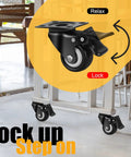 Two Inch Caster Wheels Set Of Four With Silent Polyurethane Tread, Heavy Duty Swivel Plate Casters For Cart, black finish