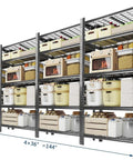 Tough As Nails Heavy Duty Metal Shelving Unit 5 Adjustable Tiers 36X16X72 Inch Garage Storage Rig filled with baskets and containers.