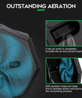 Close-up of aeration features of Large 43 Gallon Dual Chamber Compost Bin With Rotating Tumbler For Outdoor Use And Sliding Doors.